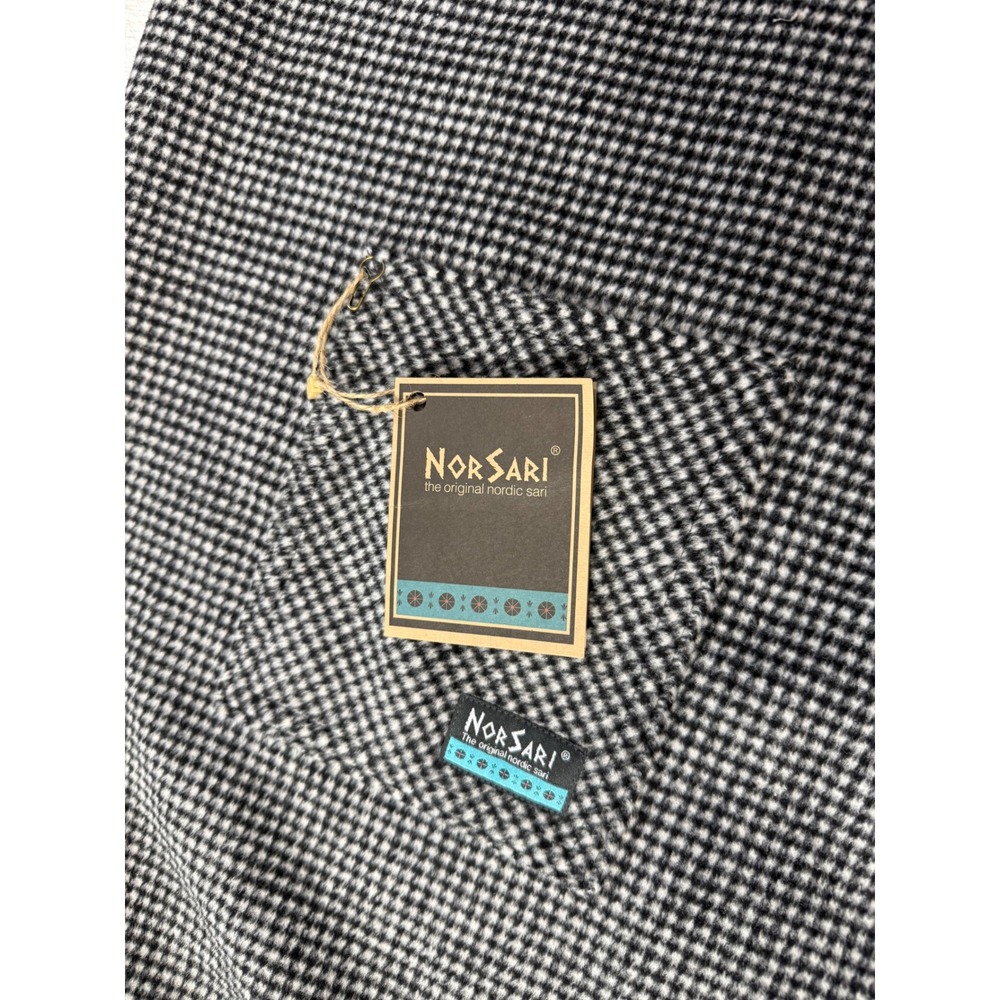 NorSari Nordic Sari Wrap Blanket Skirt Small Black White Houndstooth New Wool